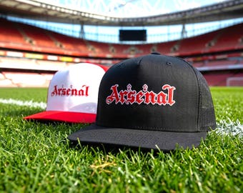Arsenal Trucker Cap Embroidered | 5 Panel Mesh Hat | Football Fan Cap | Breathable Snapback | Gunners Streetwear Gift