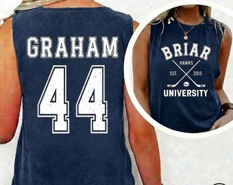Camiseta sin mangas Comfort Colors personalizada de Briar Hockey, camiseta personalizada de la Universidad de Briar, camiseta sin mangas lavada o camiseta Comfort Colors, regalo de hockey
