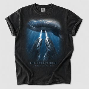 Comfort Colors Den sällsyntaste Bondvalen T-shirt, knölvalsmamma och kalvar T-shirt, Ocean Wildlife Vintage Graphic T-shirt, Marint liv Gåva