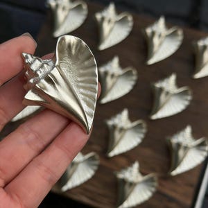 Silver Conch Shell Cabinet Knobs, Ocean Theme Drawer Pulls for Coastal Decor, Sea Shell Wardrobe Handles, Nautical Cabinet Hardware, 4.8x4cm