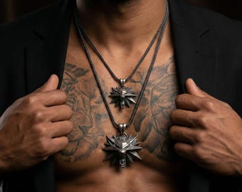 Sterling Silver Witcher 3 Wolf Pendant | Handmade Oxidized Gothic Necklace