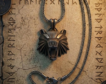 Sterling Silver Bear Pendant Necklace – Witcher School of the Bear Medallion