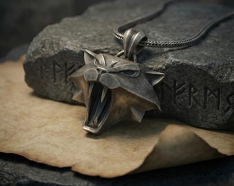 Witcher School of the Cat Medallion -Sterling Silver Tiger Pendant Necklace