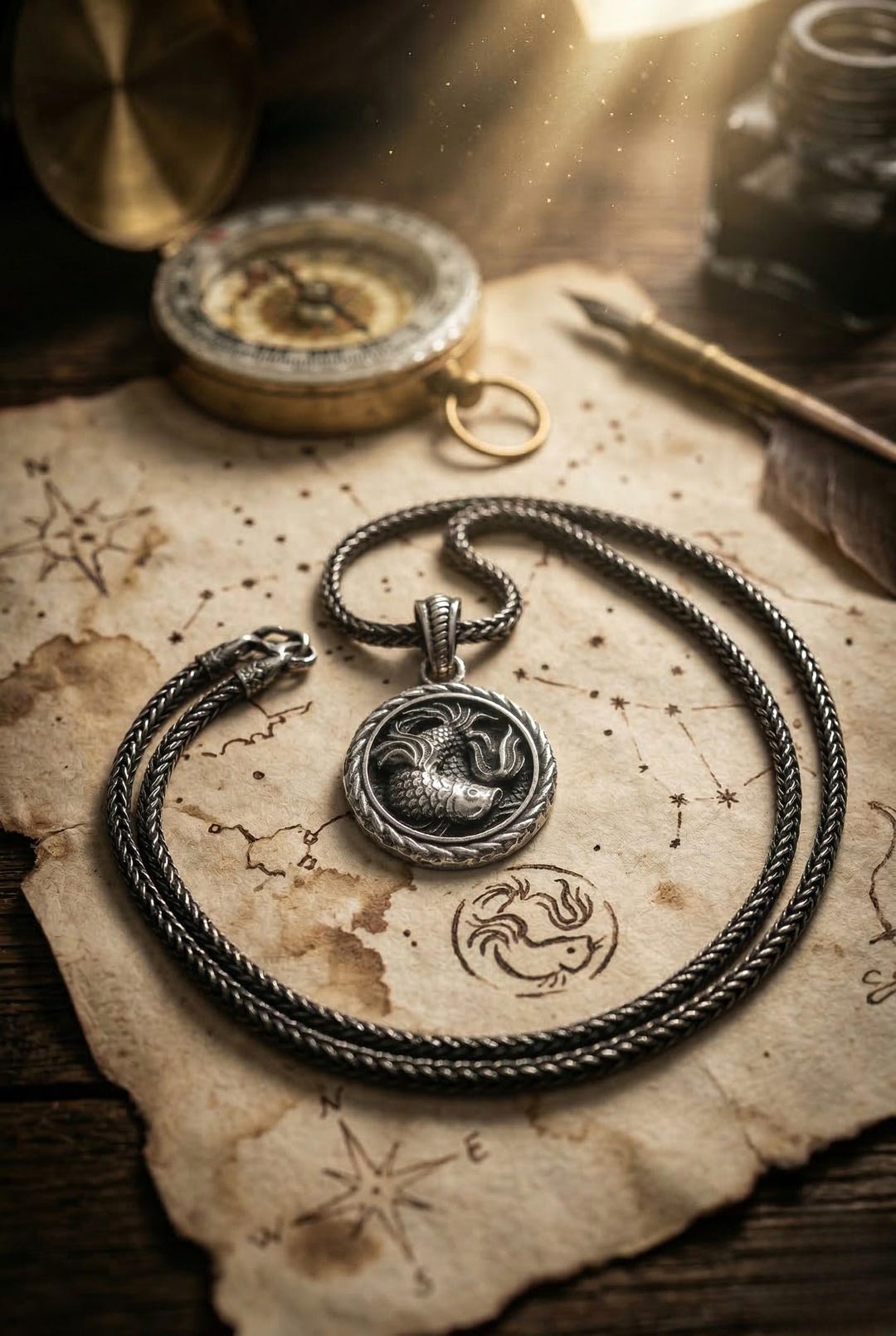 Sterling Silver Pisces Fish Necklace Zodiac Pendant - Etsy