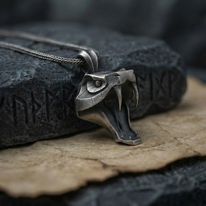 Sterling Silver Snake Pendant Necklace – Witcher School of the Viper Medallion