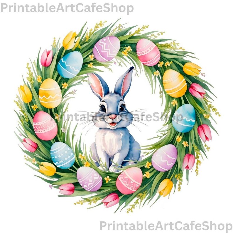 Easter Wreath Clipart Watercolor PNG Transparent Pastel Spring Door ...