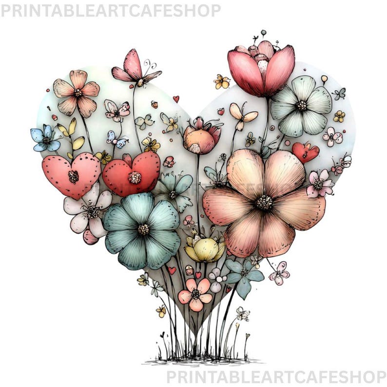 Hearts Valentines Day Clipart PNG Bundle Watercolor Love Graphics ...