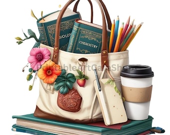 Pastel Back To School Clipart PNG Soft Watercolor Stationery Classroom Elements 4500px Printable Designs