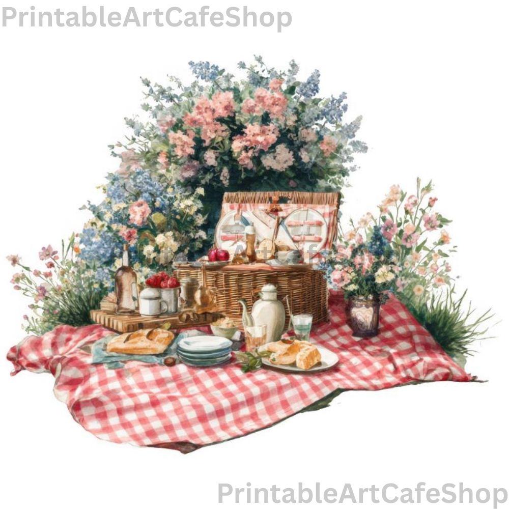 Spring Picnic Graphics Spring Picnic Clipart Watercolor PNG Transparent 4000px Outdoor Table ...