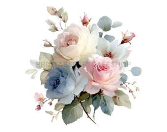 Clipart floreale pastello romantico acquerello PNG trasparente 3600px pacchetto di design per inviti di nozze