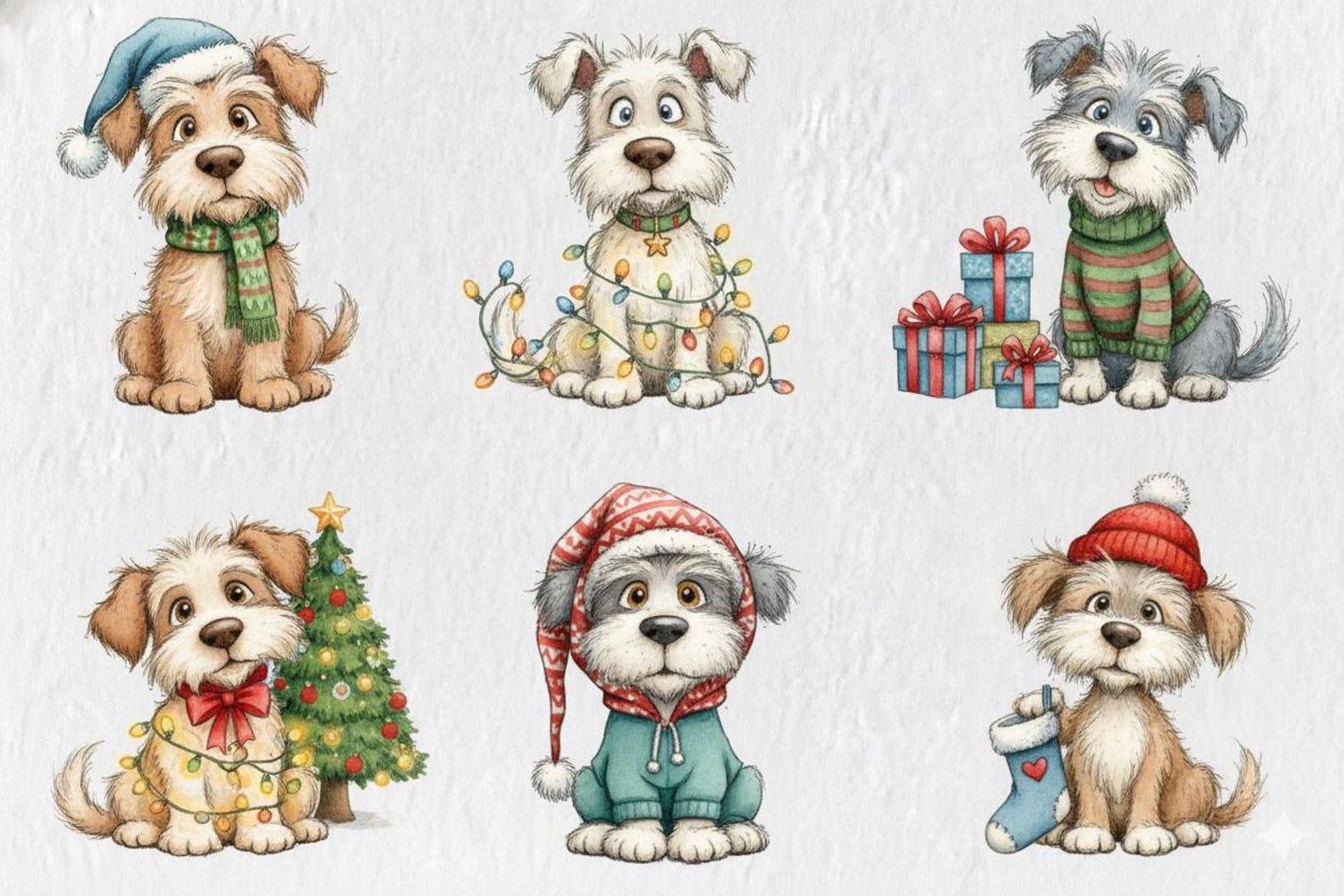 Funny Christmas Dogs Clipart Bundle | Holiday PNG Set - Etsy