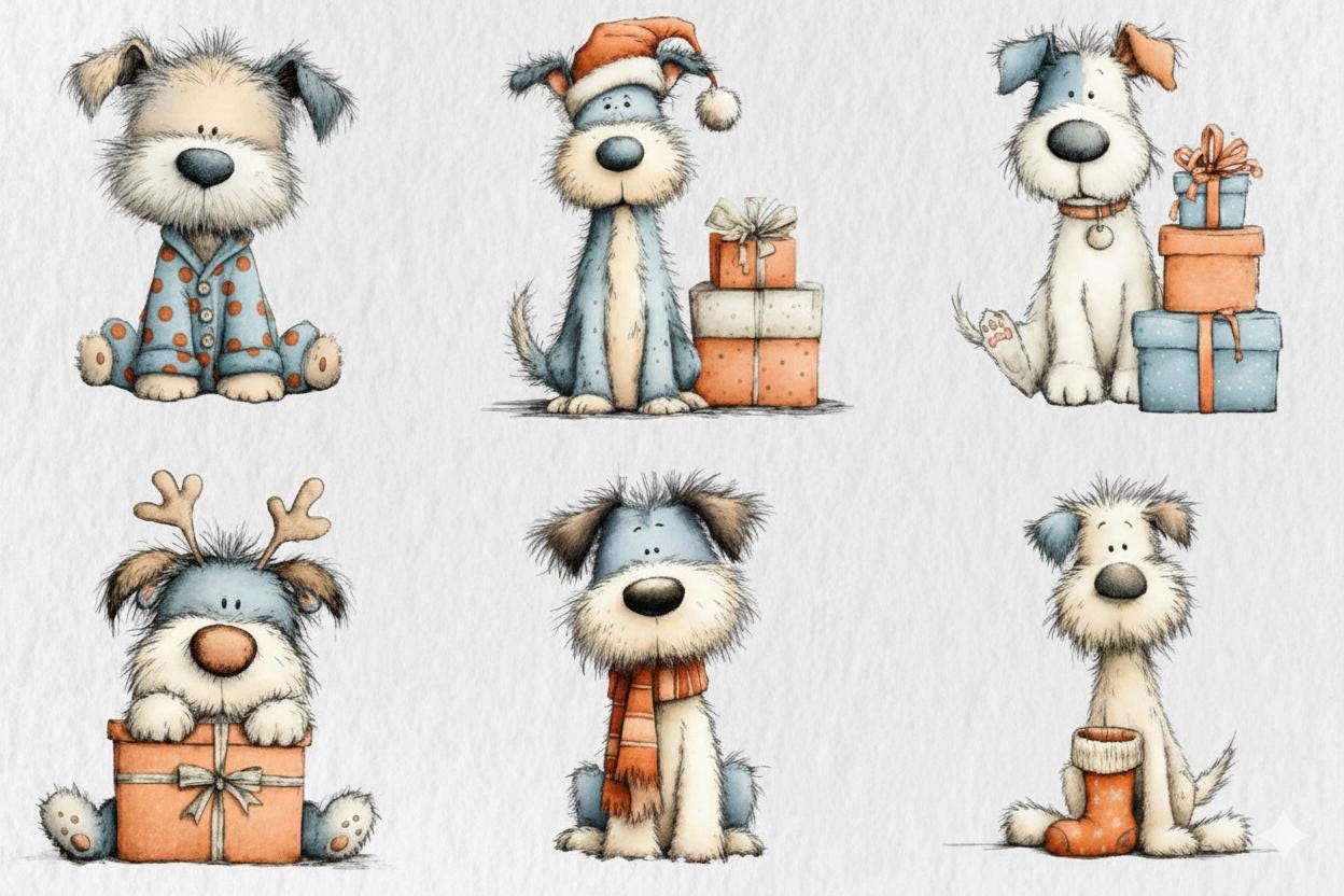 Funny Christmas Dogs Clipart Bundle | Holiday PNG Set - Etsy