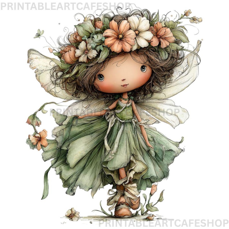 Whimsical Spring Fairy Clipart Watercolor PNG Set Boho Nursery ...