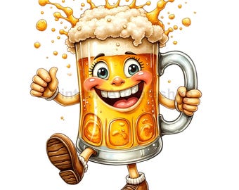Oktoberfest Clipart PNG, Funny Beer Stein Sublimation, Quirky German Mug Mascot Graphics