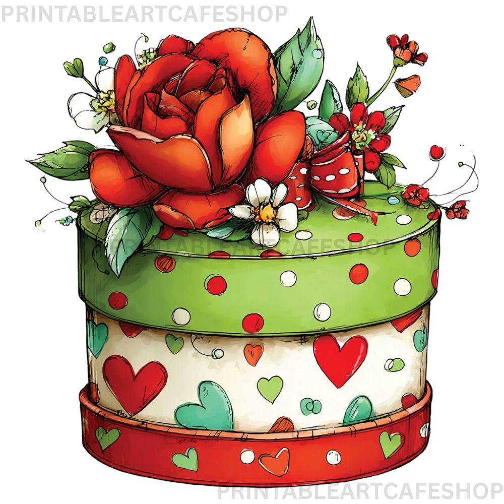 Valentine Gift Box Clipart Romantic Present Illustration Watercolor PNG ...