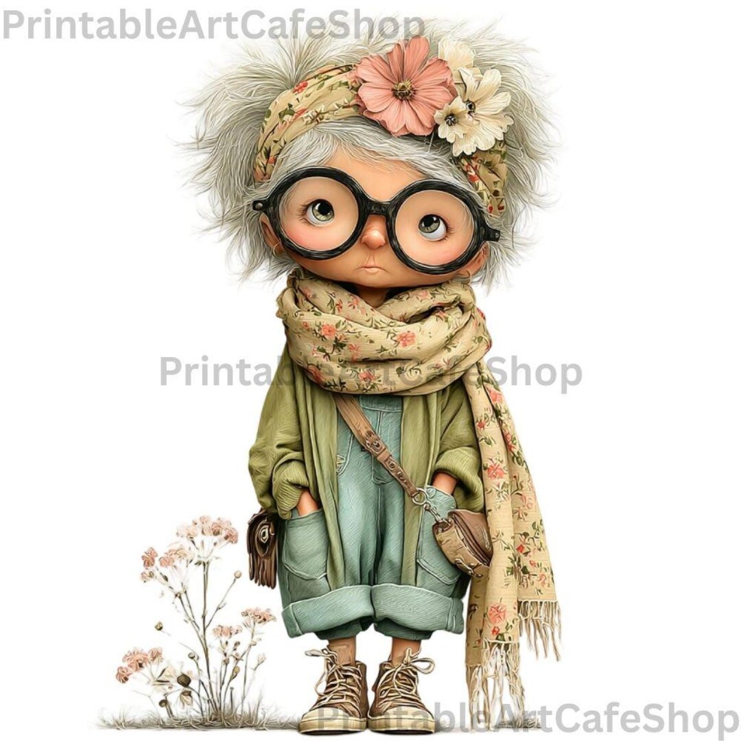 Summer Funny Grandma Clipart Bundle Boho Granny PNG 3600px Transparent ...