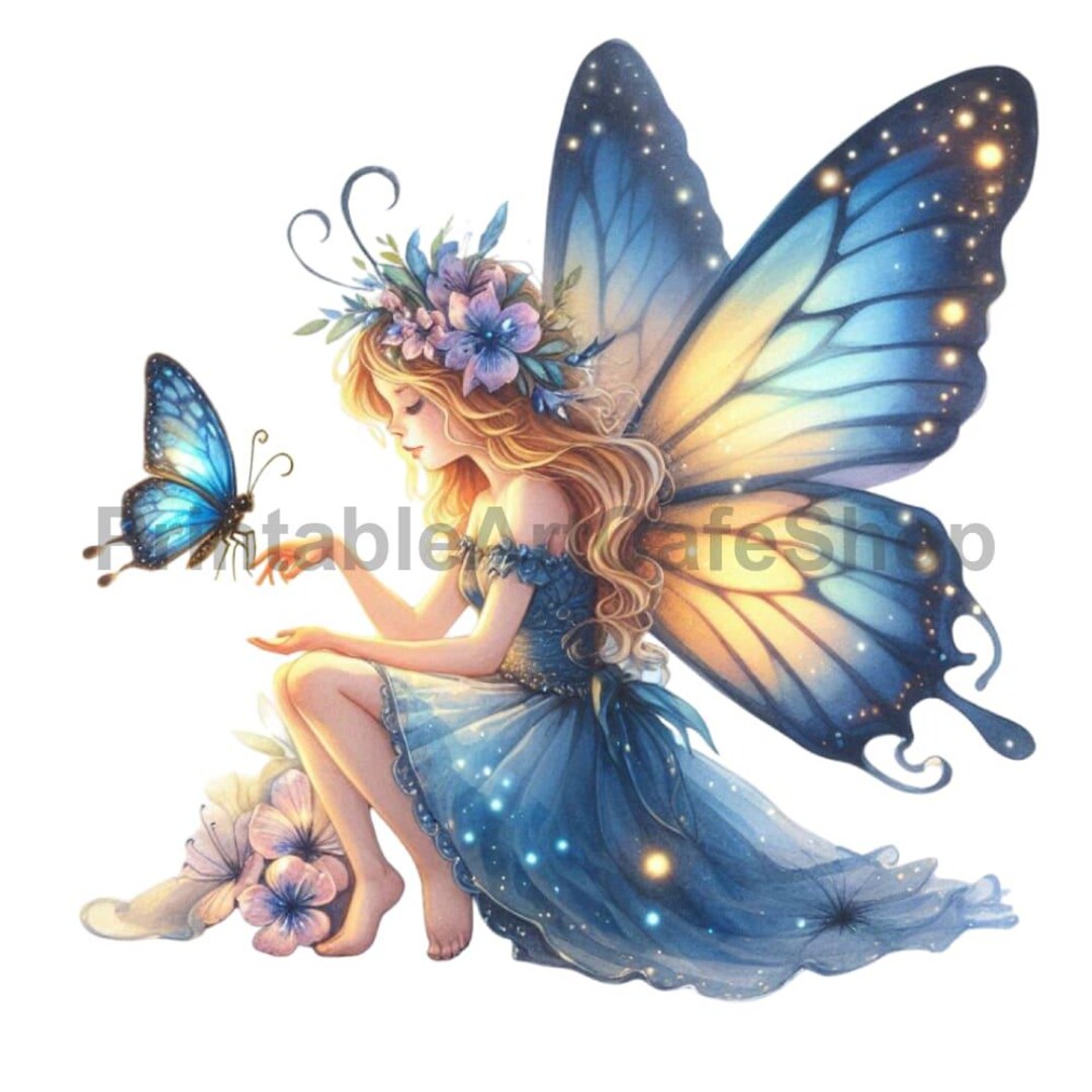 Watercolor Fairy Clipart Bundle, Pastel Fantasy PNG, Transparent 300 ...