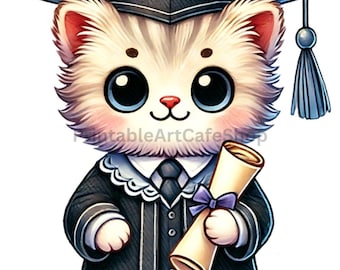 Graduation Animals Clipart PNG Watercolor Characters Transparent Commercial Use Digital Download