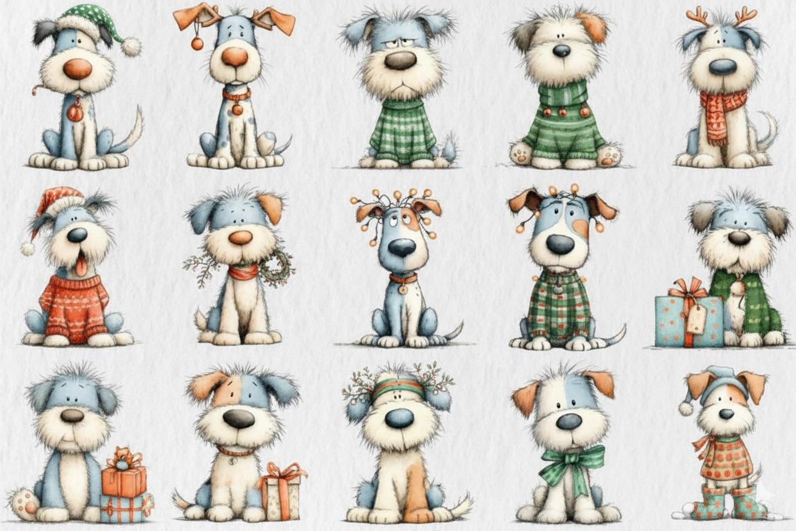 Funny Christmas Dogs Clipart Bundle | Holiday PNG Set - Etsy