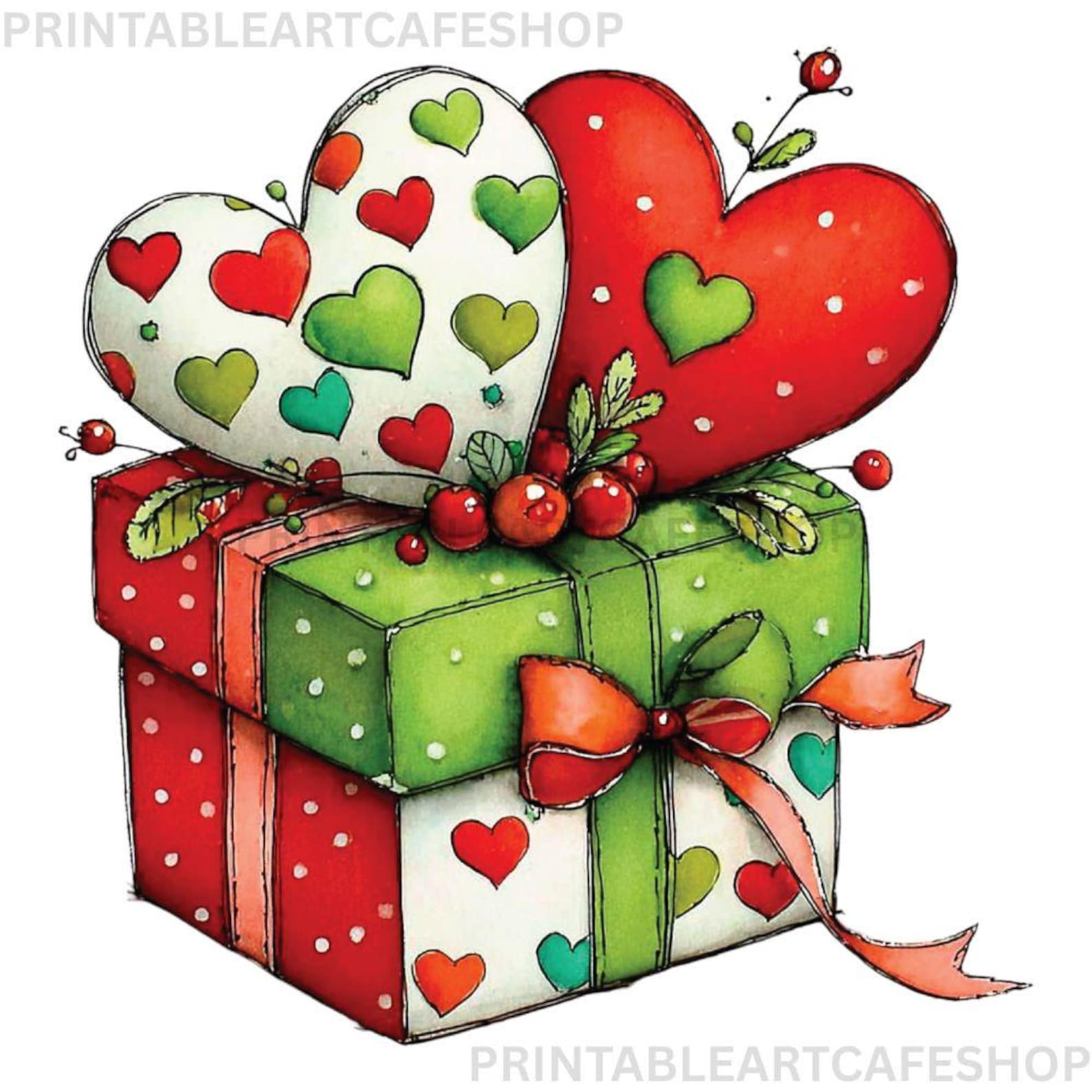 Valentine Gift Box Clipart Romantic Present Illustration Watercolor PNG ...