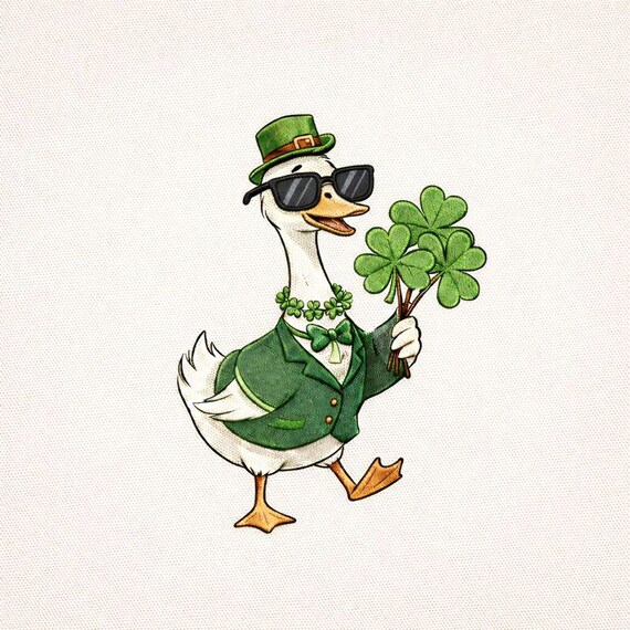 Lucky Goose Embroidery File | St Patrick Goose Design | Shamrock Funny Quote Pattern | Holiday Shirt Embroidery | Dst Pes Jef Exp