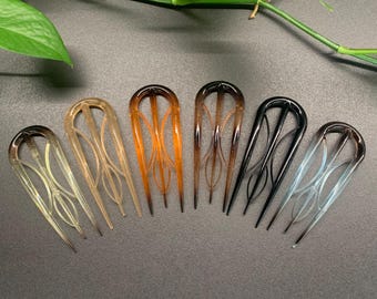 Geometric Leaf Hair Stick | U-Shaped Acetate Hair Fork | Elegant Updo Accessory | Bun & Twist Hair Pin