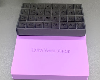 Customisable Monthly Pill Box Personalised 3D Printed Medication Organiser for ADHD