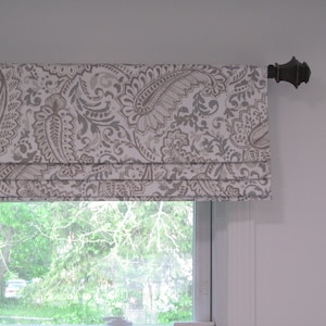 Ready to Ship! Paisley Faux Roman Shade 32x13/ Blackout Faux Roman Valance/ Shannon Ecru #142
