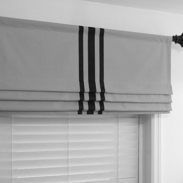 White Roman Shade With Red Grosgrain Trim Etsy