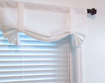 White Tie Up Valance/ Baby Nursery Curtain Custom Sizing Available!
