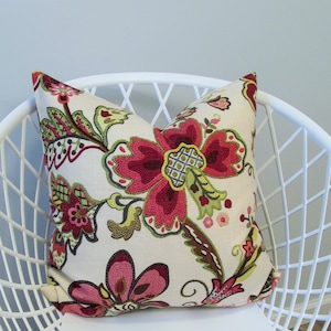 Berry Jacobean Floral Pillow Cover/ Decorative Pillow/ Farmhouse Throw Pillow/ Accent Pillow/ #247