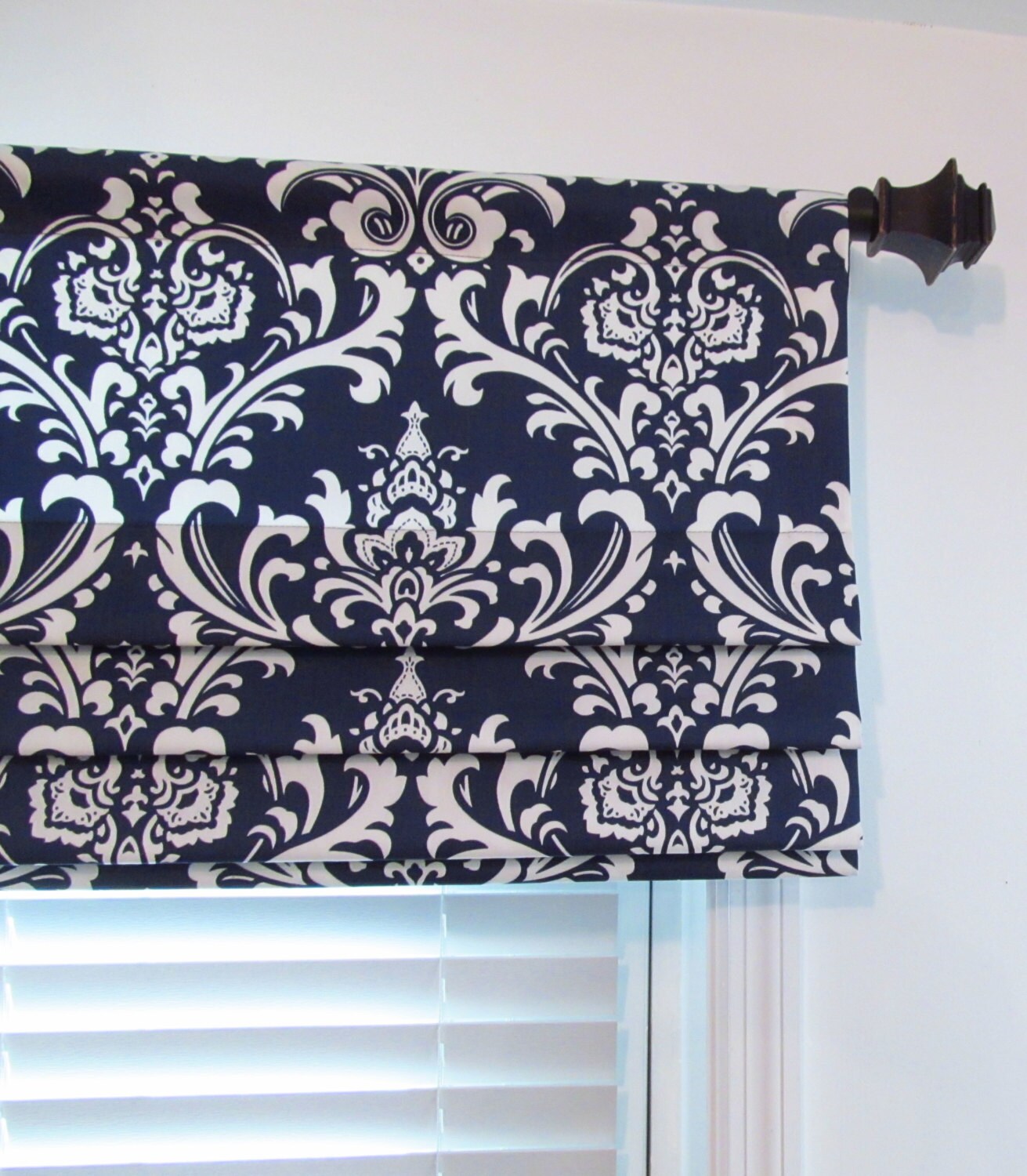 Black & White Faux Roman Shade/ Mock Roman Valance/ Lined Fake Etsy