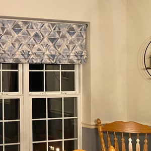 Haze Geometric Faux-Fake Roman Shade/ Modern Stationary Roman Shades/ Lined Mock Roman Valance/ Custom Sizing Available! #380