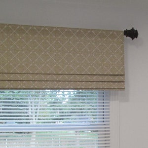 Clearance Ready to Ship!!! Faux Roman Shade 33.5x15/ Arrow Beige-White/ Lined  Roman Valance #329