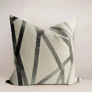 Intersection Pillow Cover/ Double Sided Decorative Pillow/ Lumbar Pillow Cover/ Toss Pillow/ Cream-Black-Gray  #341