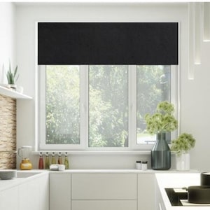 Flat-Straight Window Valance/ Modern Tailored Curtain/ Solid Black or White/ Custom Sizing Available! #216A
