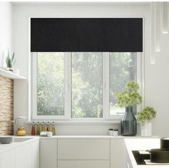 Flat-Straight Window Valance/ Modern Tailored Curtain/ Solid Black or  White/ Custom Sizing Available! #216A