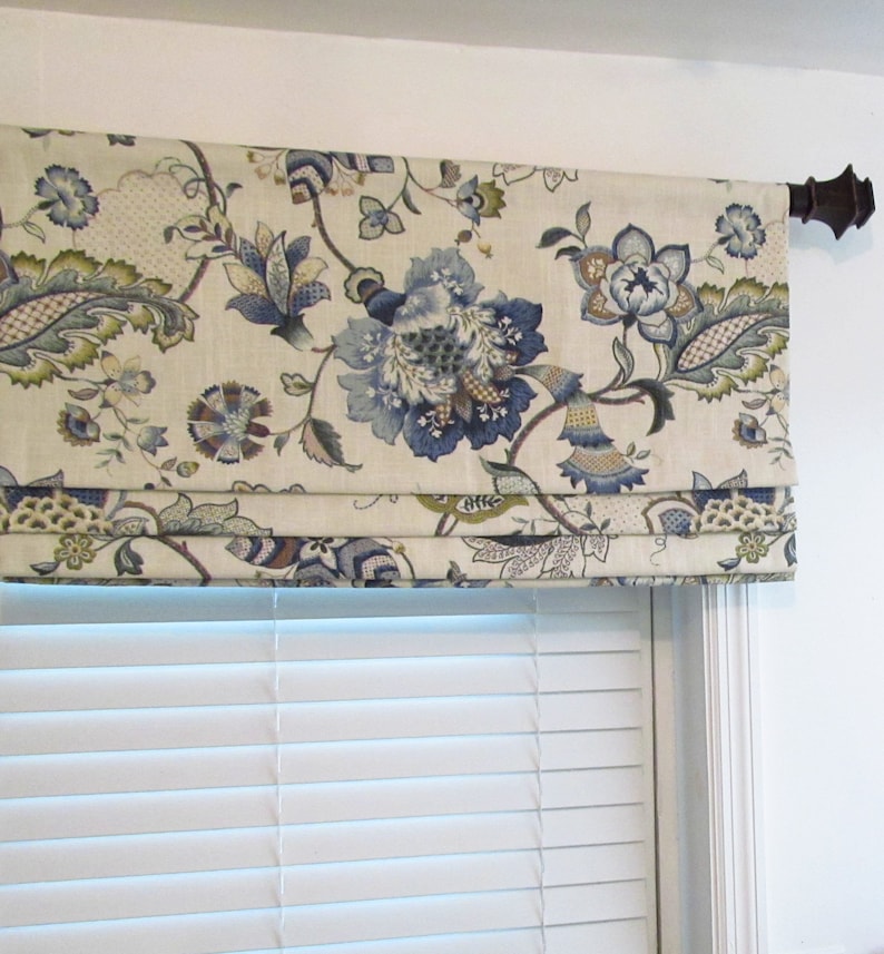 Lined Faux Roman Shade/ Floral Mock Valance/ Fake Roman Shade/ Etsy