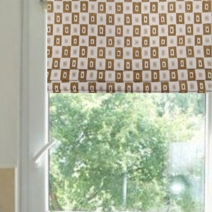 Faux Roman Shade/ Mid Century Modern/ Lined Mock Valance/ Fake Roman Shade/ Sahara Beige-Brown/ Custom Sizing Available! #410