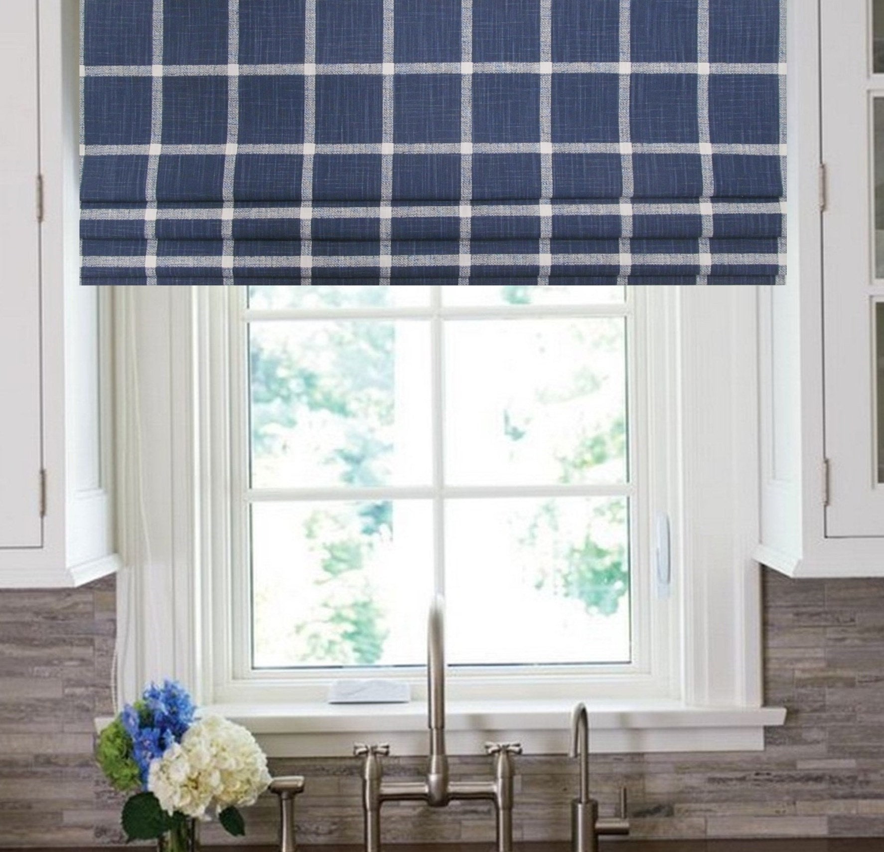 Denim Blue Faux Fake Roman Shade/ Lined Mock Roman Valance/ Etsy