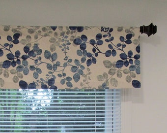 Denim Blue Straight Window Valance/  Richloom Cabrera Linen/ Kitchen, Bedroom, Living Room/ Custom Sizing Available! #239