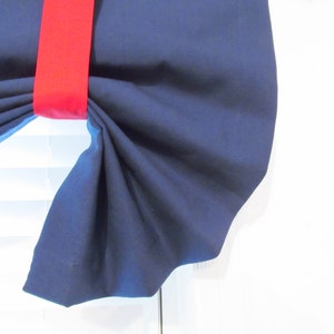 Tie up Valance/ Lined Curtain/ Solid Navy Blue and White/ Custom Sizing ...