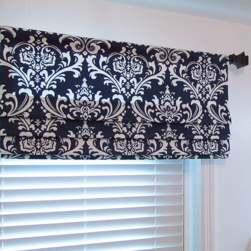 Blue Fauxfake Roman Shade/ Lined Mock Roman Valance/ Floral Etsy