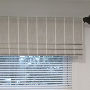 Faux Roman Shade/ Lined  Mock Valance/ Stationary Roman Shade/ 3 Color Options French Gray, Blue, Ecru Stripe/ Custom Sizing Available! #242