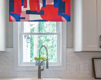 Lined Flat Window Valance/ Multicolor Straight Valance/ Mid Century Modern Geometric by Robert Allen/  Custom Sizing Available! #307A