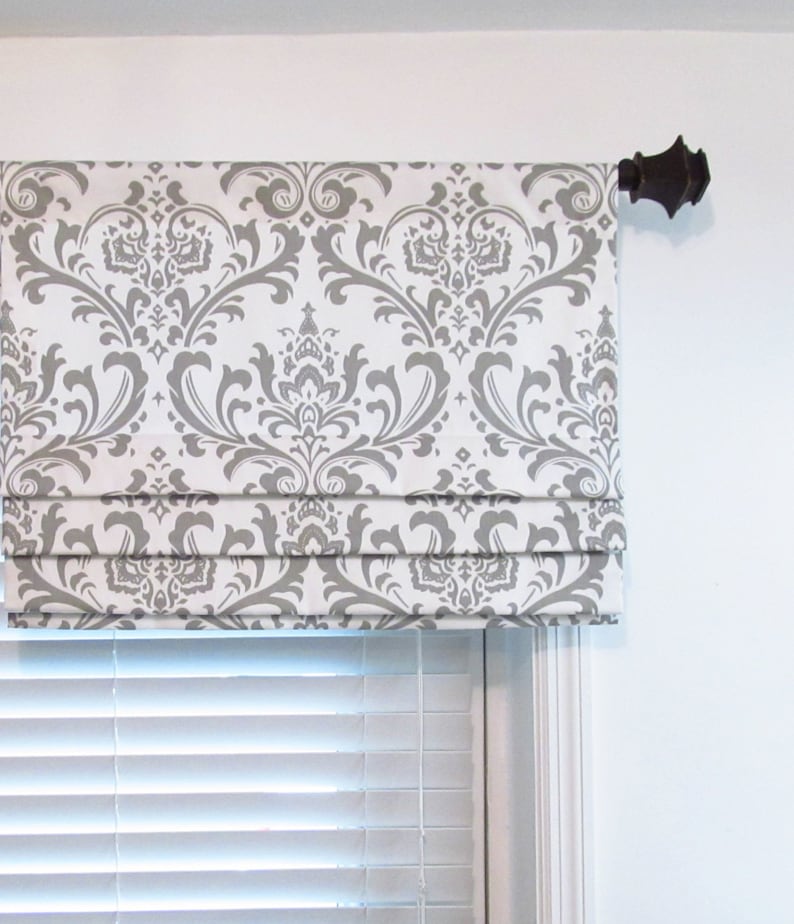 Black & White Faux Roman Shade/ Mock Roman Valance/ Lined Fake Etsy