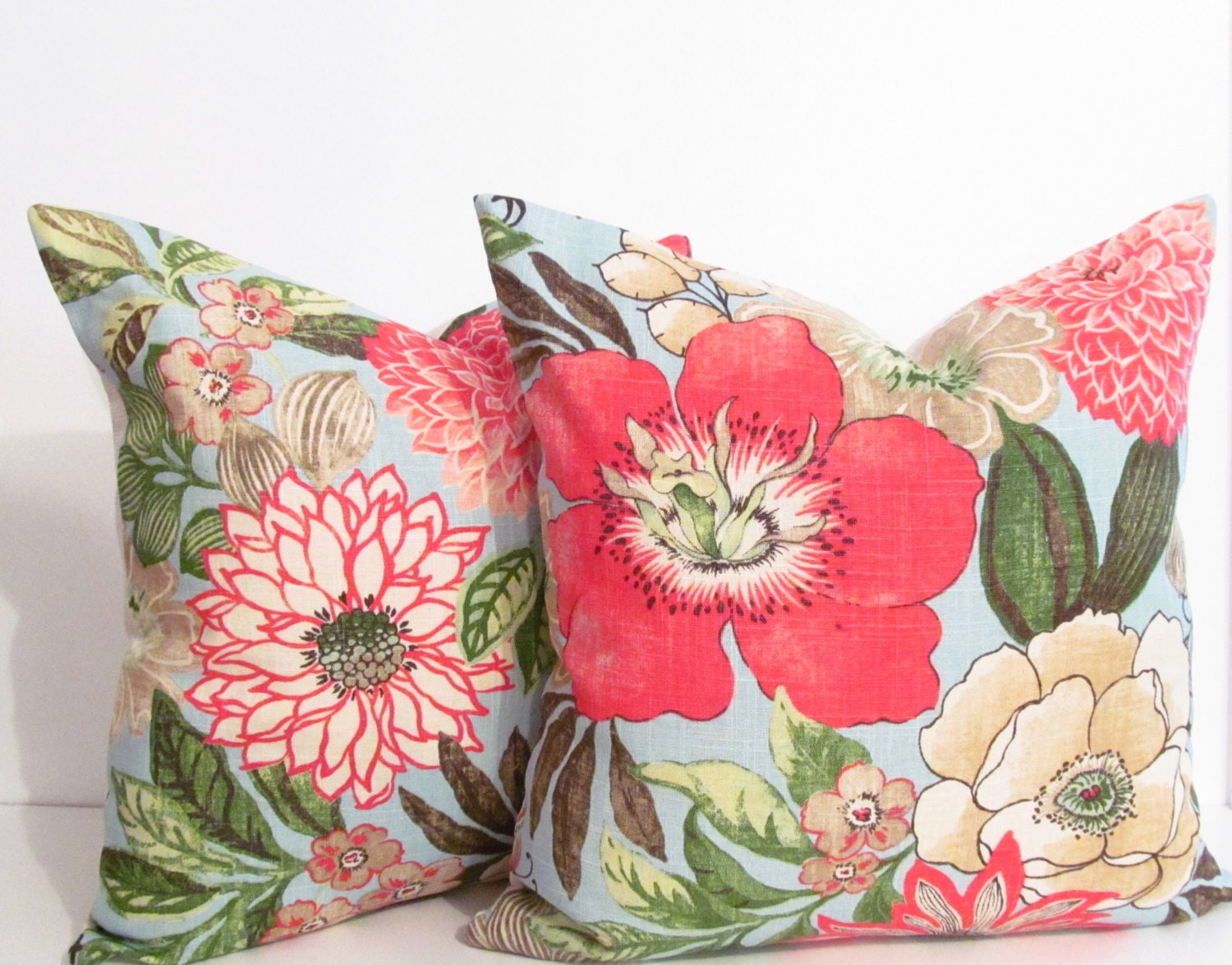SALE Floral Decorative Square Pillow Cover 18 x 18 Accent Etsy