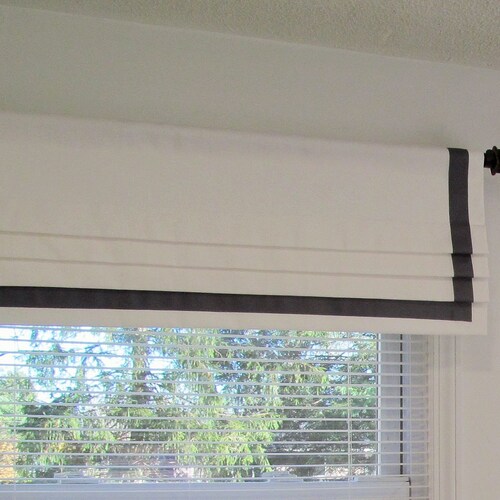 White & Black Faux Roman Shade/ Banded Fake Roman/ Etsy
