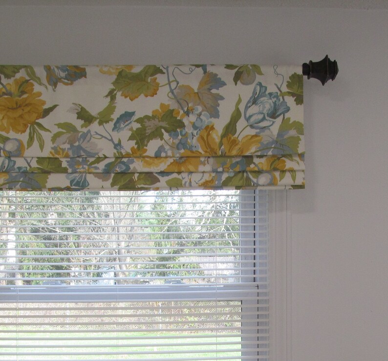Summer Mood-Floral Faux Roman Shade Lined Mock Roman Valanc Fake Roman Shades Custom Sizing Available!