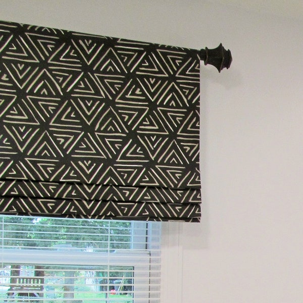 Postmodern Faux Roman Shade/ Lined Mock Roman Valance/ Geo Mid-Century Modern Curtain/ 4 Color Options/ Custom Sizing Available! #153